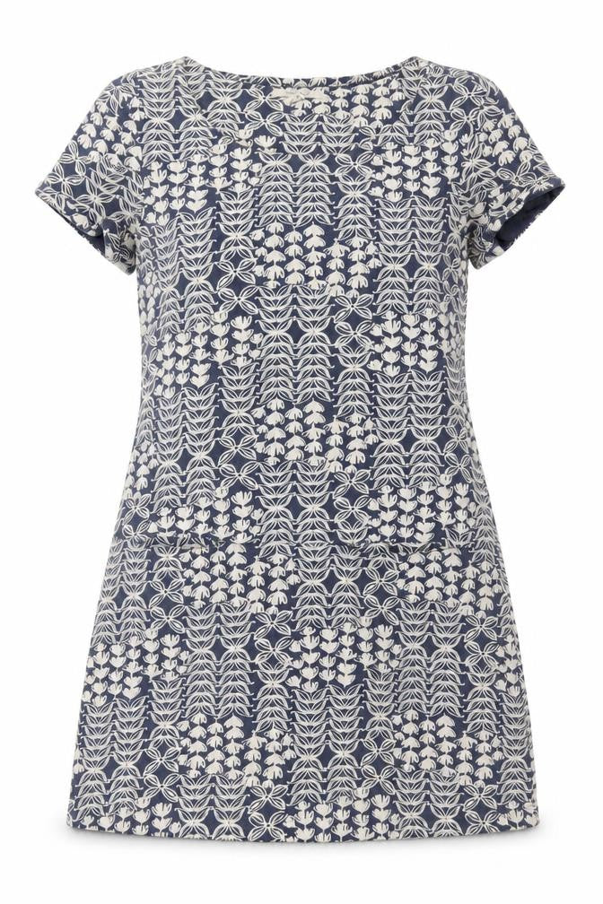 White Stuff Women Blue Floral Cotton Short Sleeve Shift Dress UK 10