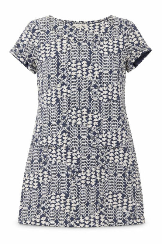 White Stuff Women Blue Floral Cotton Short Sleeve Shift Dress UK 10
