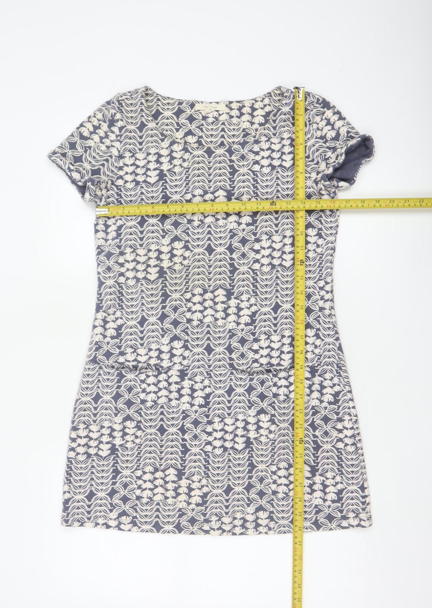 White Stuff Women Blue Floral Cotton Short Sleeve Shift Dress UK 10