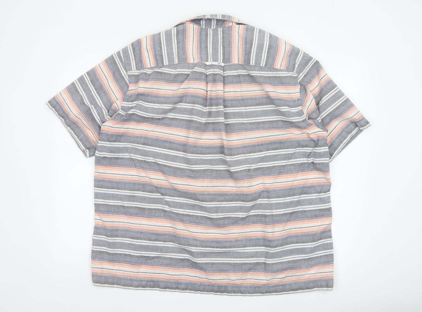 Orvis Men's Multicoloured Striped Cotton Short Sleeve Shirt XL