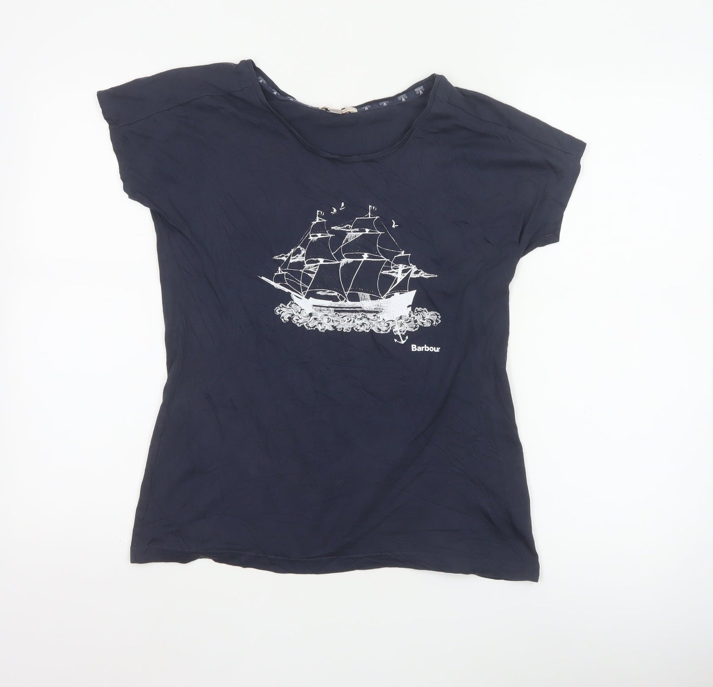Barbour Women's Blue Nautical Graphic T-Shirt Size 10