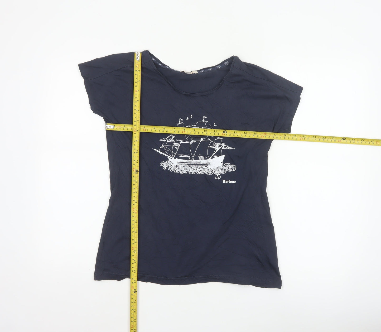 Barbour Women's Blue Nautical Graphic T-Shirt Size 10