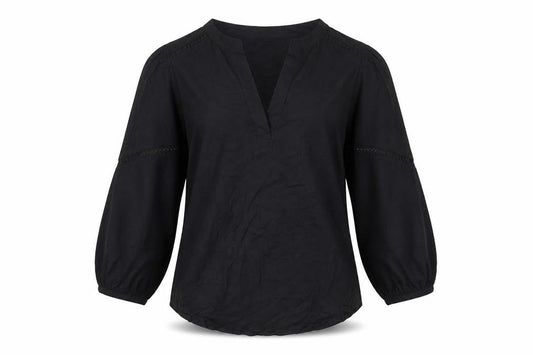 H&M Womens Black Cotton Tunic Blouse Long Sleeve XS