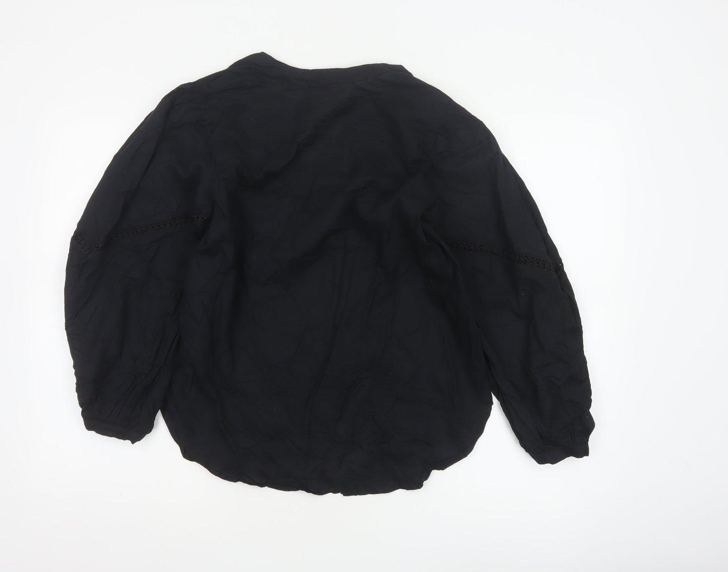 H&M Womens Black Cotton Tunic Blouse Long Sleeve XS
