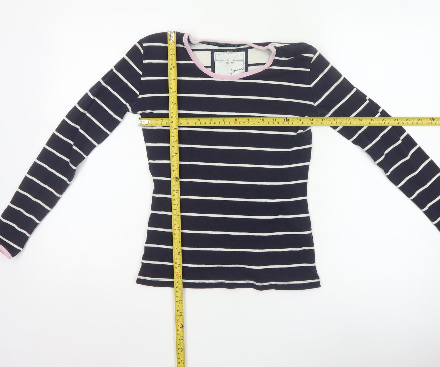 Joules Women's Blue Striped Long Sleeve Cotton T-Shirt XS