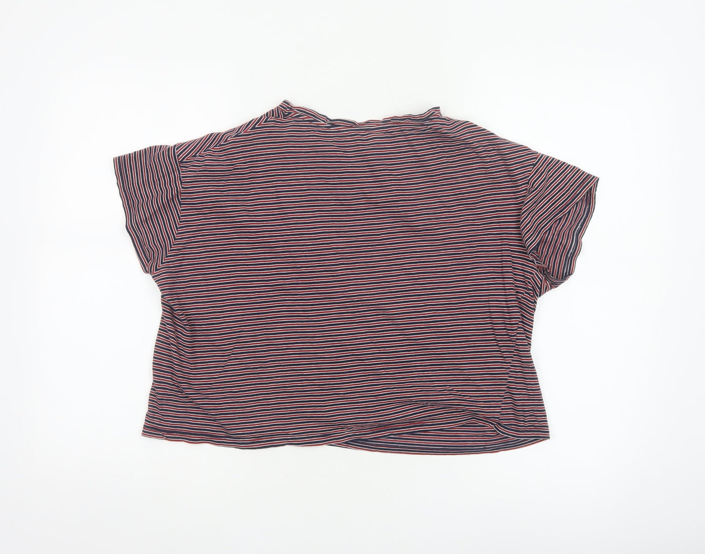 Pull & Bear Women's Multicoloured Striped Cropped T-Shirt S