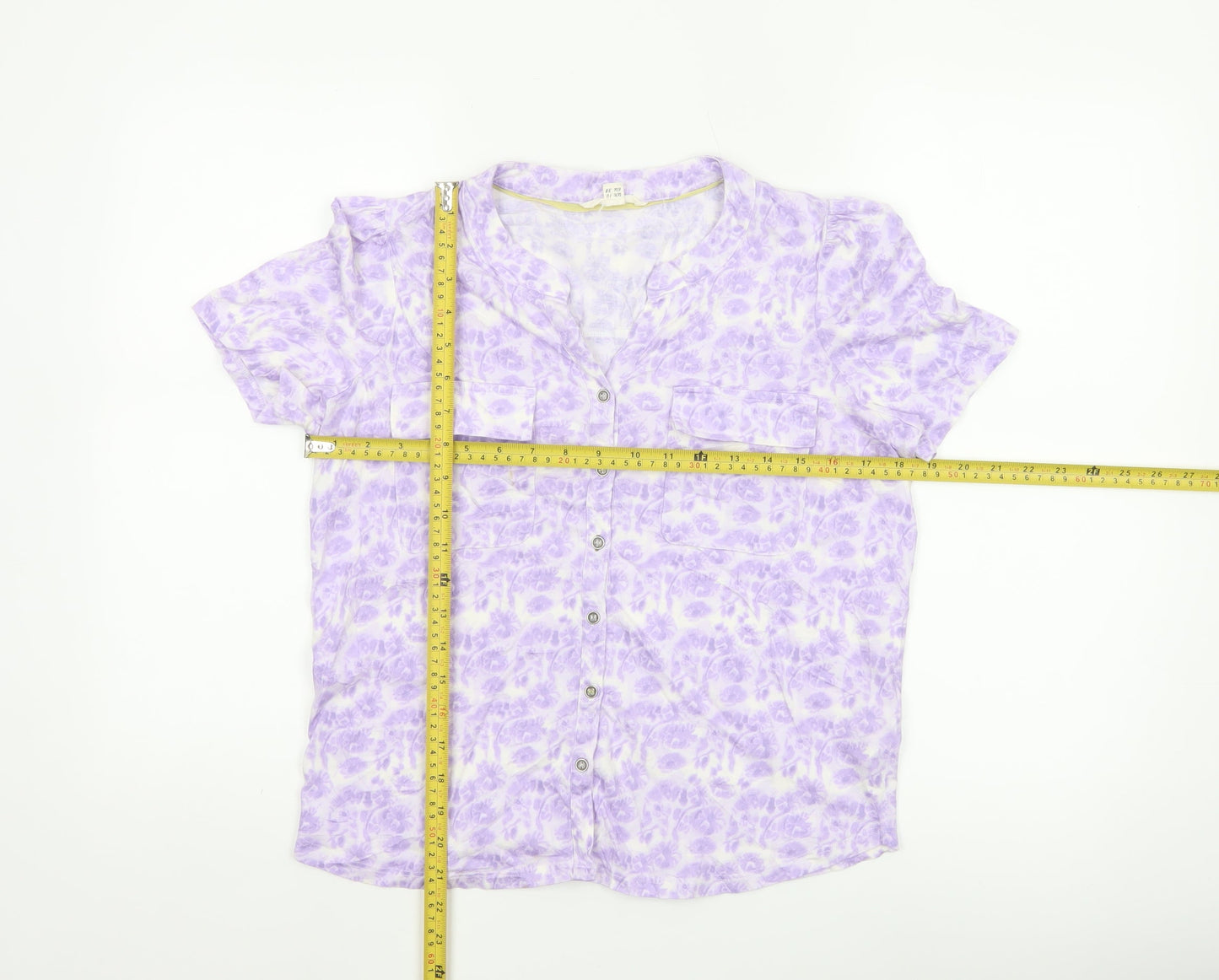 White Stuff Women's Purple Floral Cotton Modal Blouse UK 10