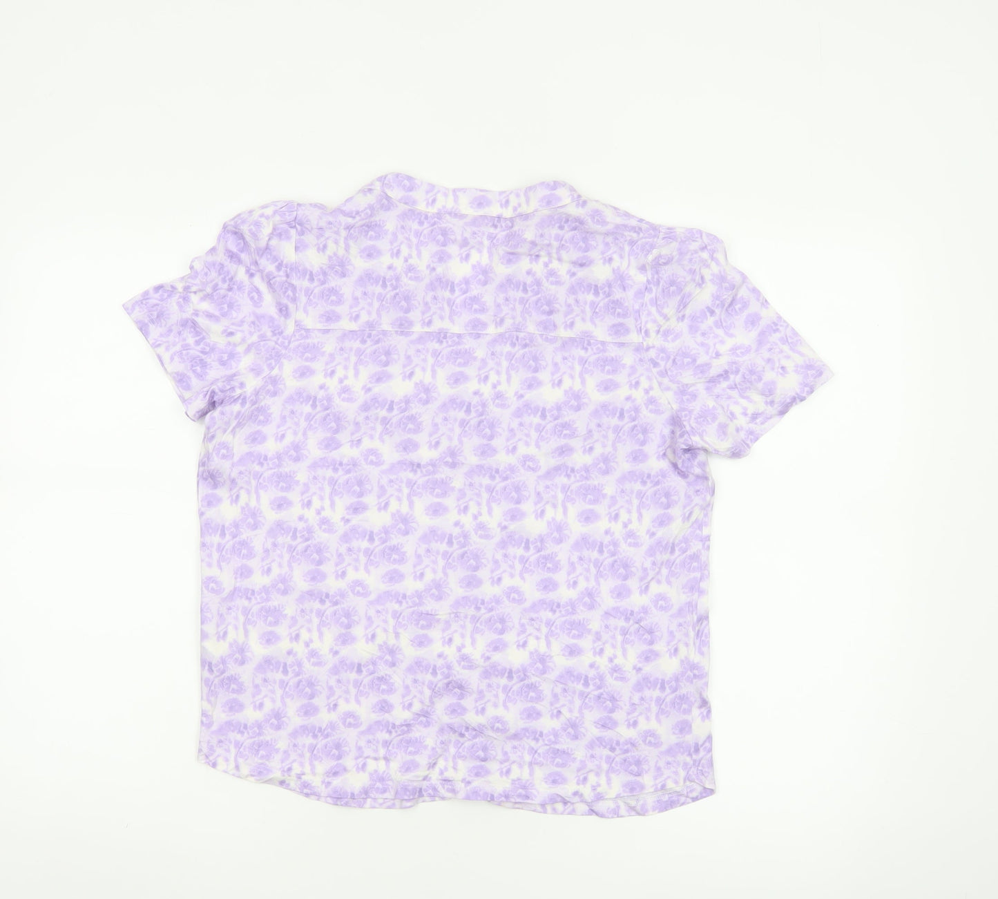 White Stuff Women's Purple Floral Cotton Modal Blouse UK 10