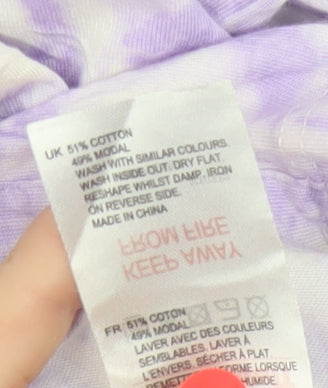 White Stuff Women's Purple Floral Cotton Modal Blouse UK 10