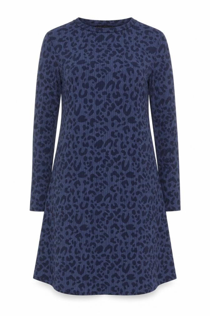 Marks & Spencer Women's Blue Animal Print Long Sleeve A-Line Dress Size 10
