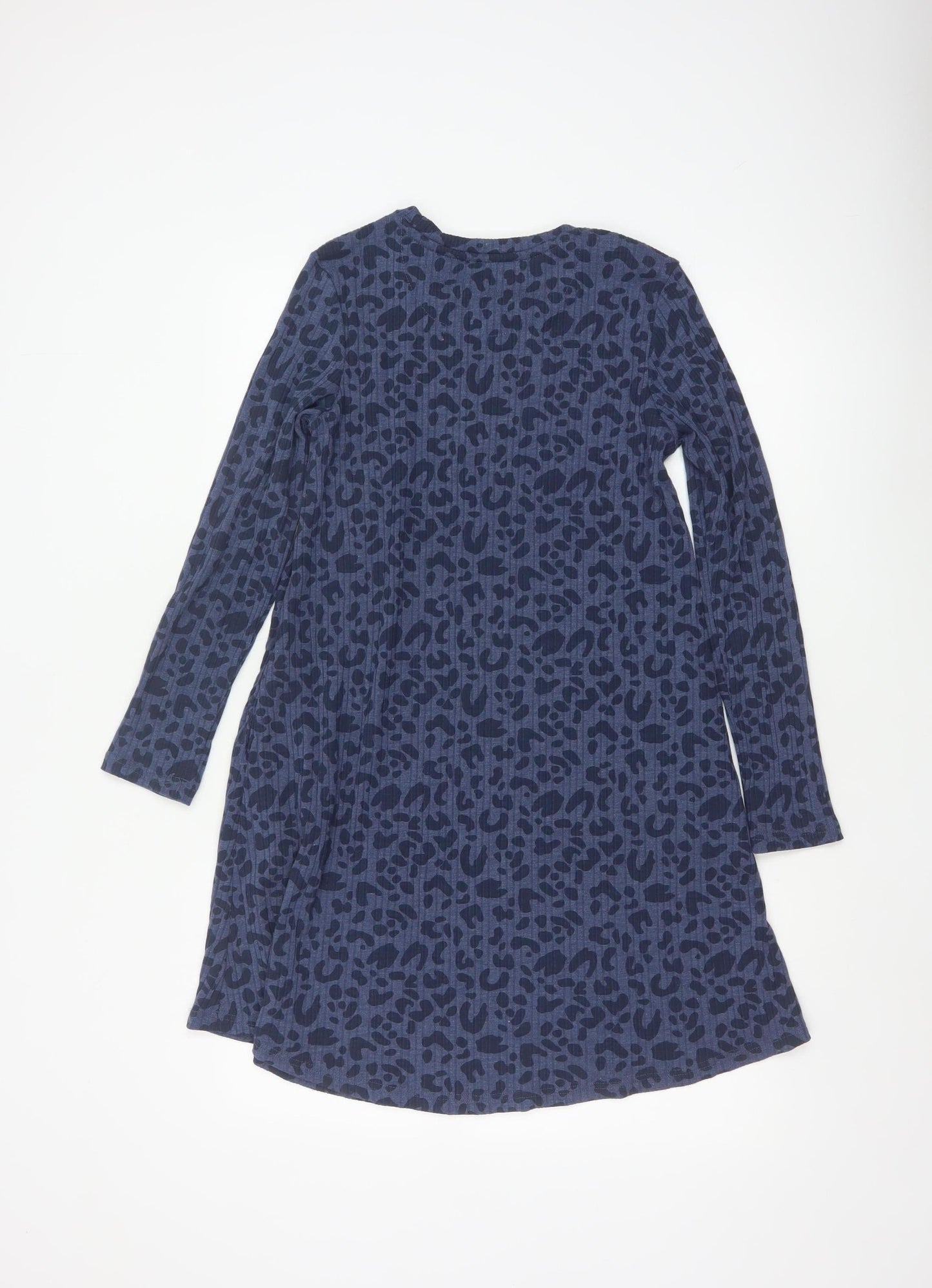 Marks and Spencer Women's Blue Animal Print Long Sleeve A-Line Dress Size 10
