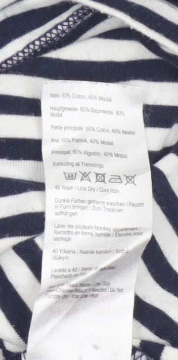 Joules Women’s Navy White Striped Long Sleeve Cotton Modal Top UK 12