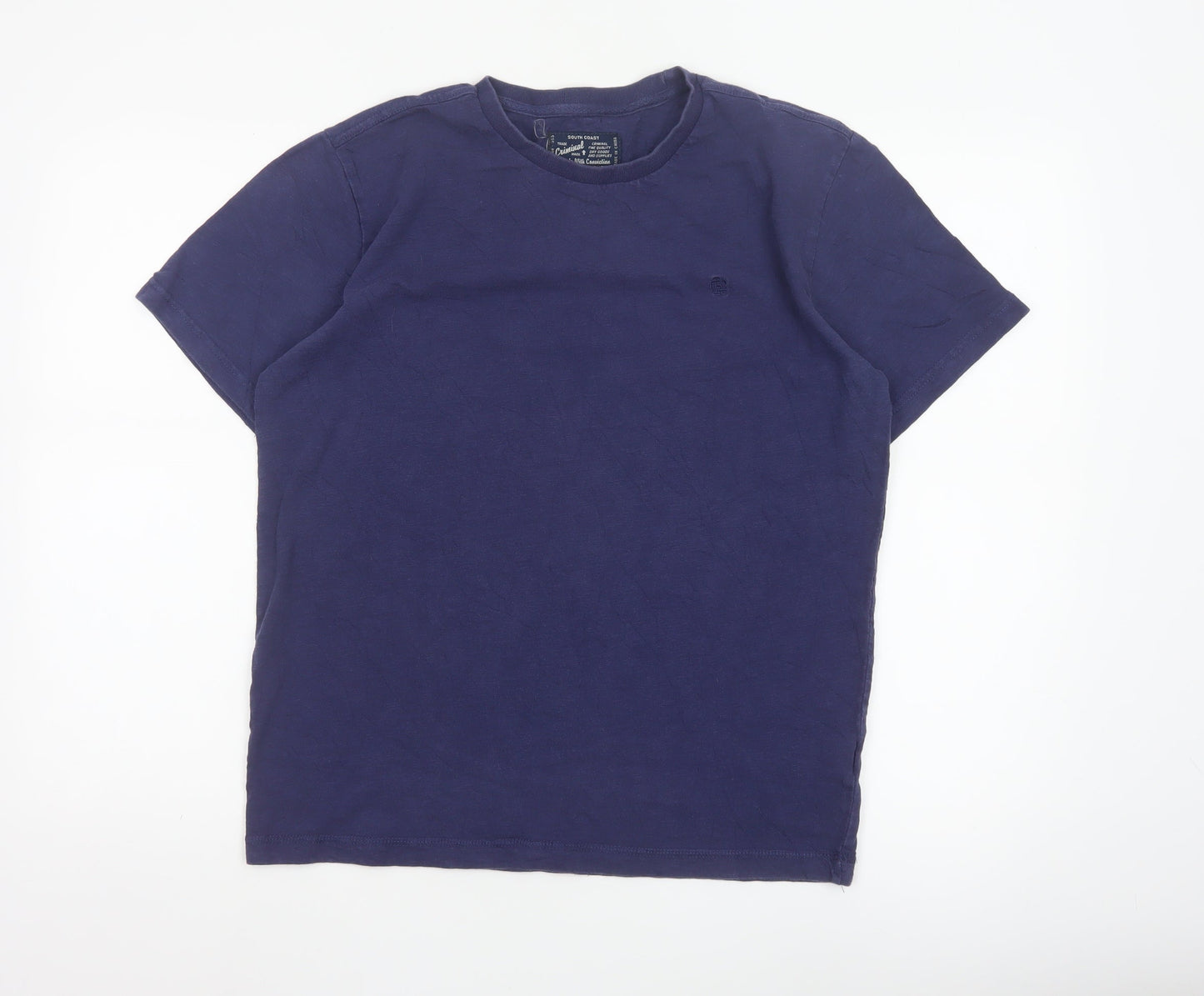 Criminal Men Blue Cotton Crew Neck Short Sleeve T-Shirt Size M