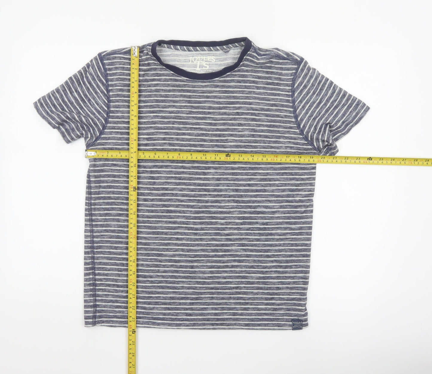 Joules Women's Blue Striped Cotton Short Sleeve T-Shirt Size S