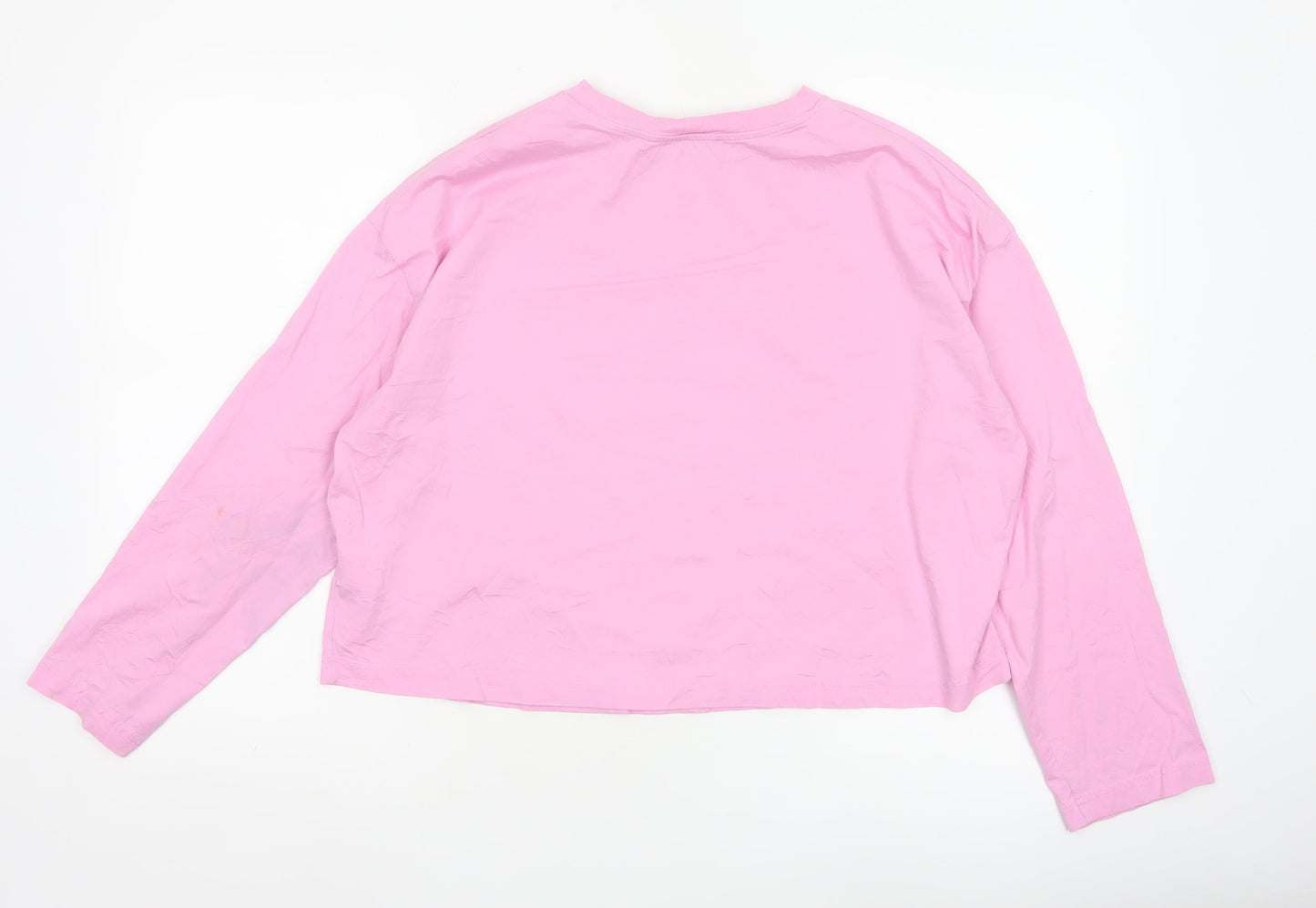 COS Womens Pink Long Sleeve 100% Cotton Basic Crew Neck T-Shirt Size 12