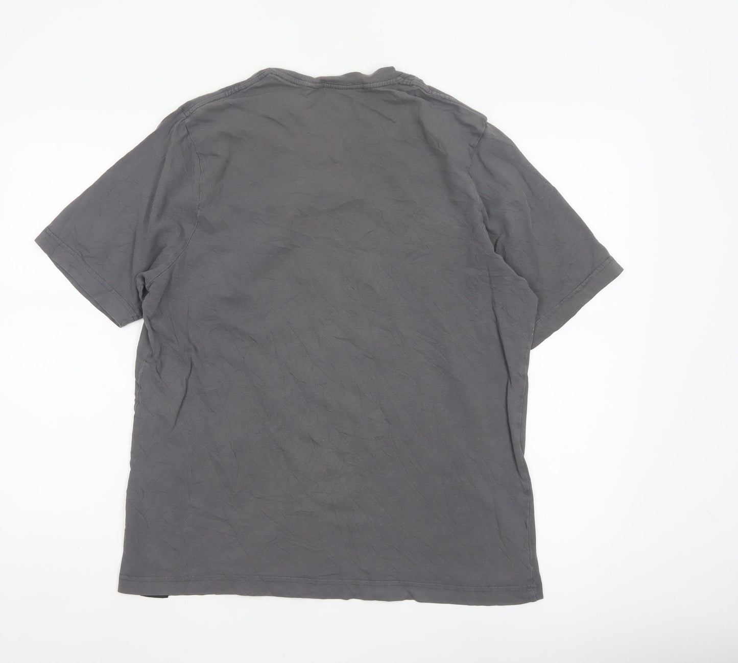 No Fear Men's Grey Graphic Print Crew Neck Cotton T-Shirt Medium