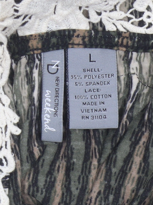 New Directions Women’s Multicoloured Lace Racerback Tank Top Size L
