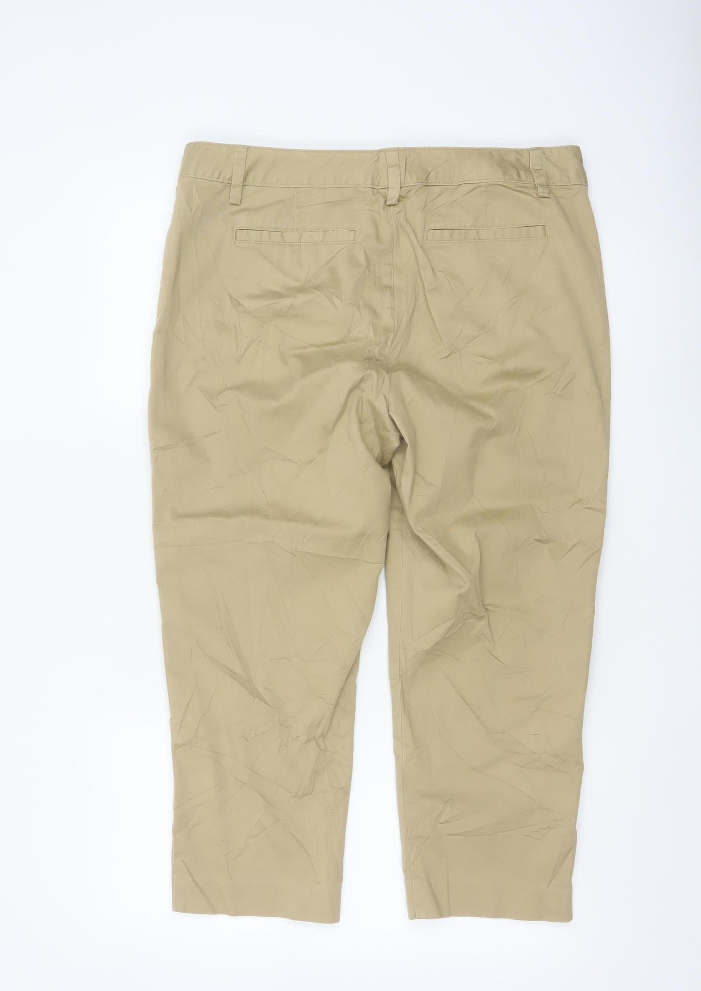 Lands' End Womens Beige Slim Leg Chino Trousers UK 14/16 Petite