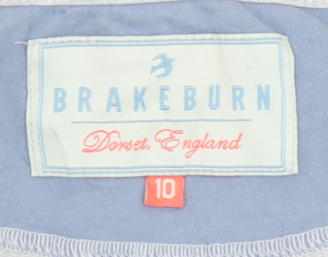 Brakeburn Women’s Grey Striped Long Sleeve Boat Neck Cotton Top Size 10