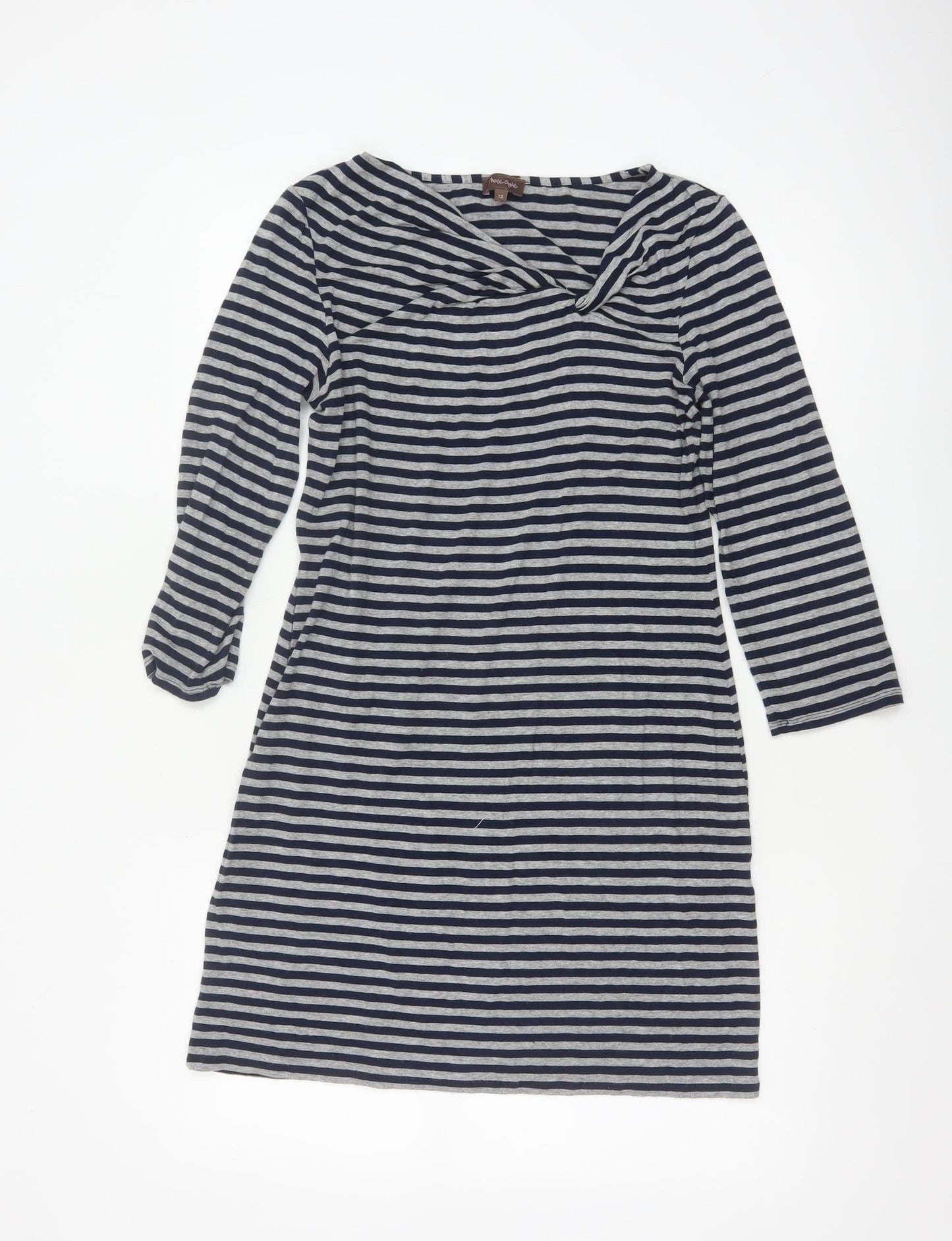 Phase Eight Women Blue Striped Knee Length Shift Dress Size 12