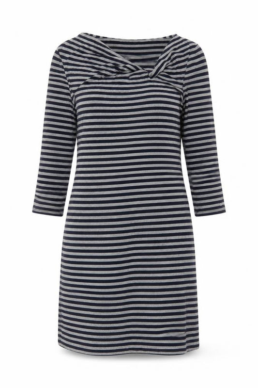 Phase Eight Women Blue Striped Knee Length Shift Dress Size 12