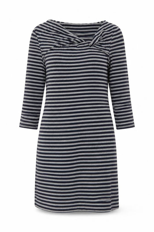 Phase Eight Women Blue Striped Knee Length Shift Dress Size 12