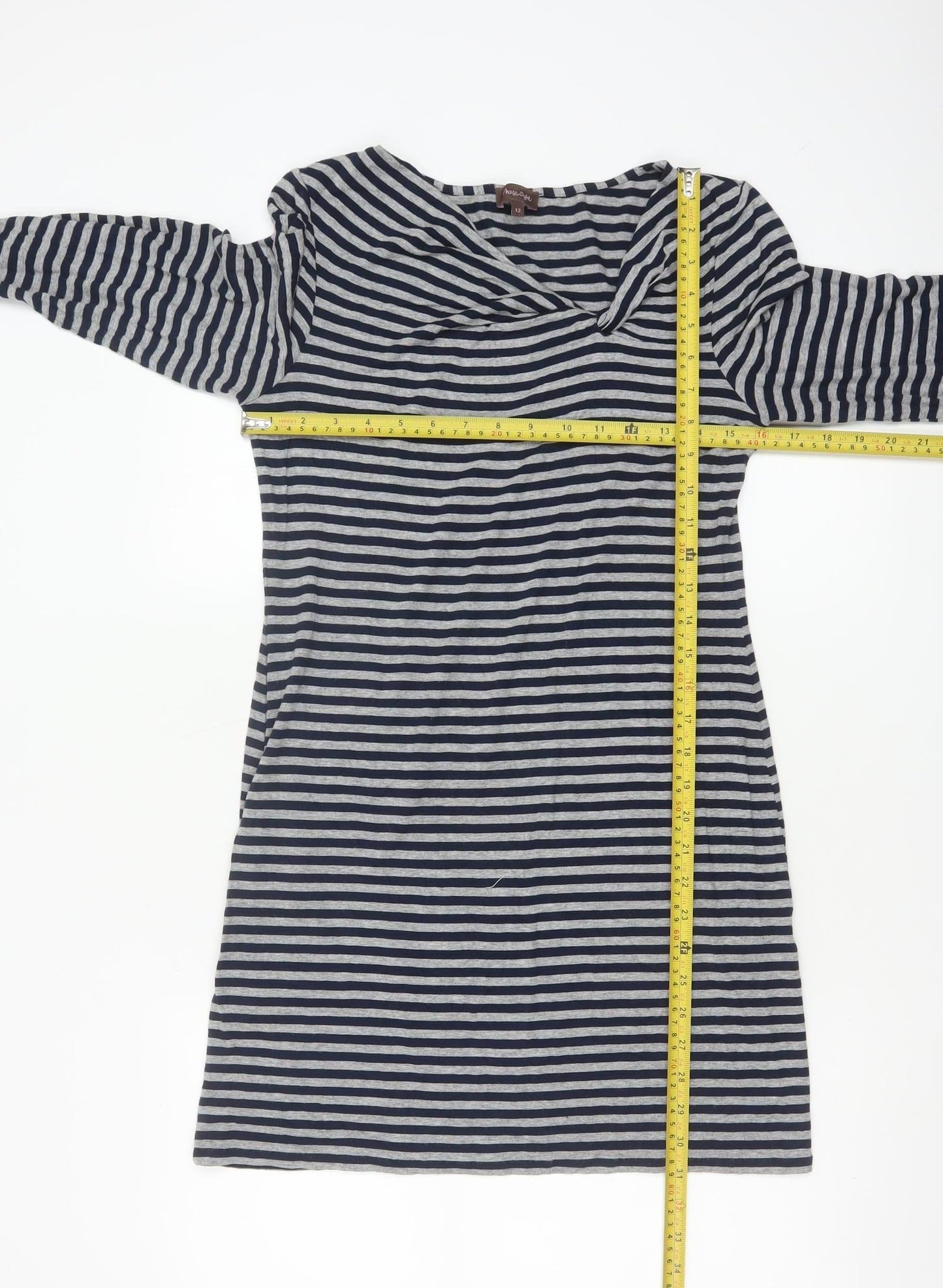 Phase Eight Women Blue Striped Knee Length Shift Dress Size 12
