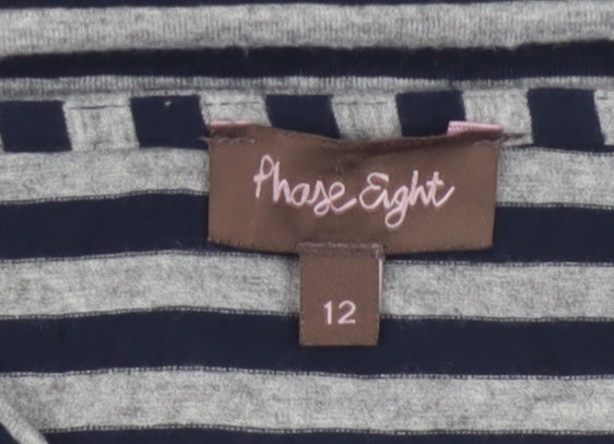 Phase Eight Women Blue Striped Knee Length Shift Dress Size 12