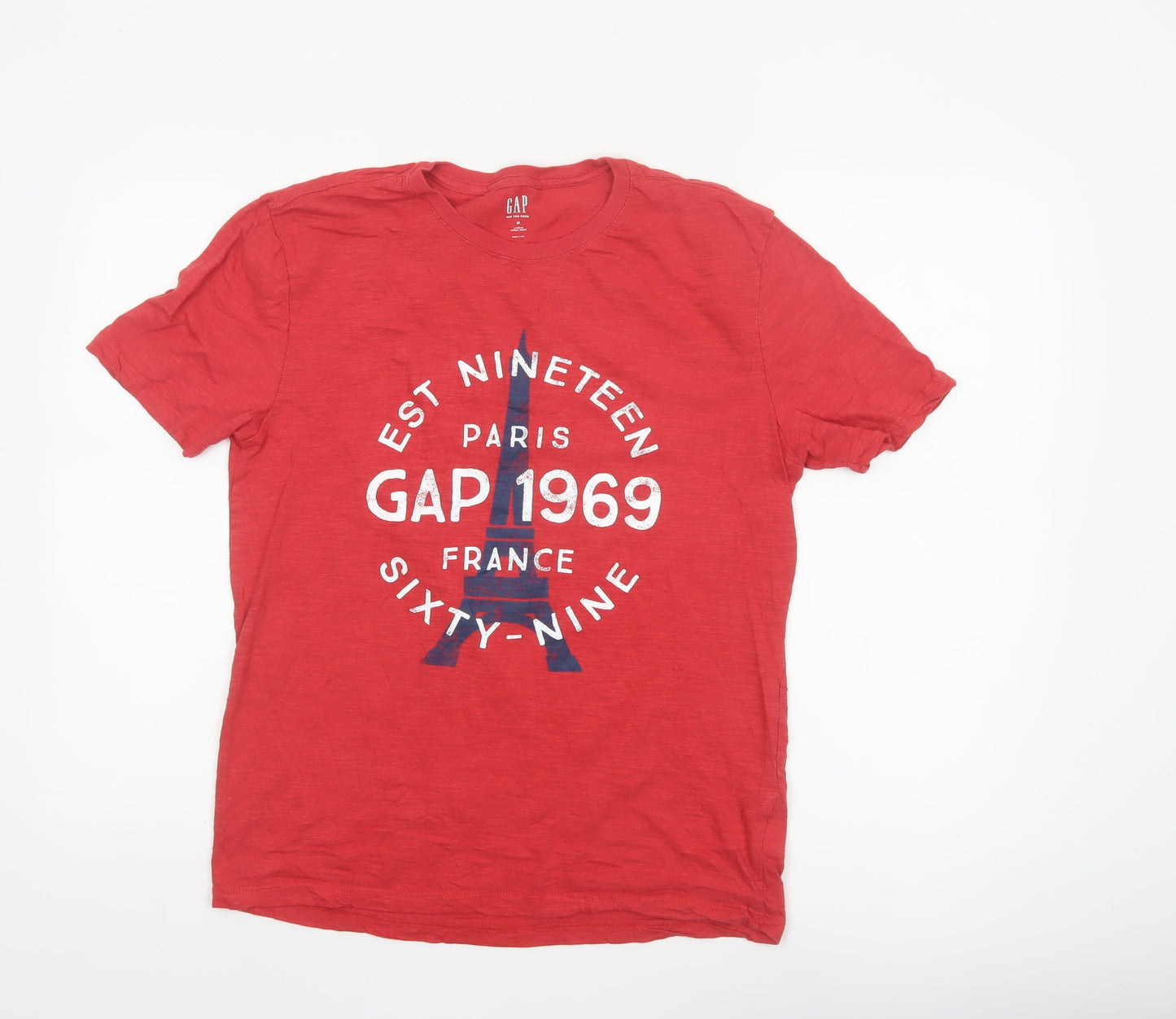 GAP Men Red Paris 1969 Graphic Print Cotton Short Sleeve T-Shirt M