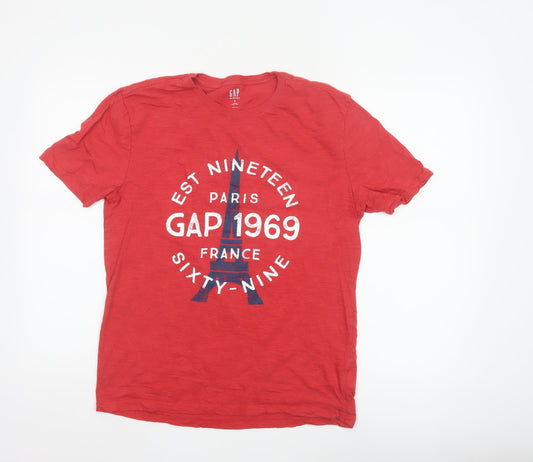 GAP Men Red Paris 1969 Graphic Print Cotton Short Sleeve T-Shirt M