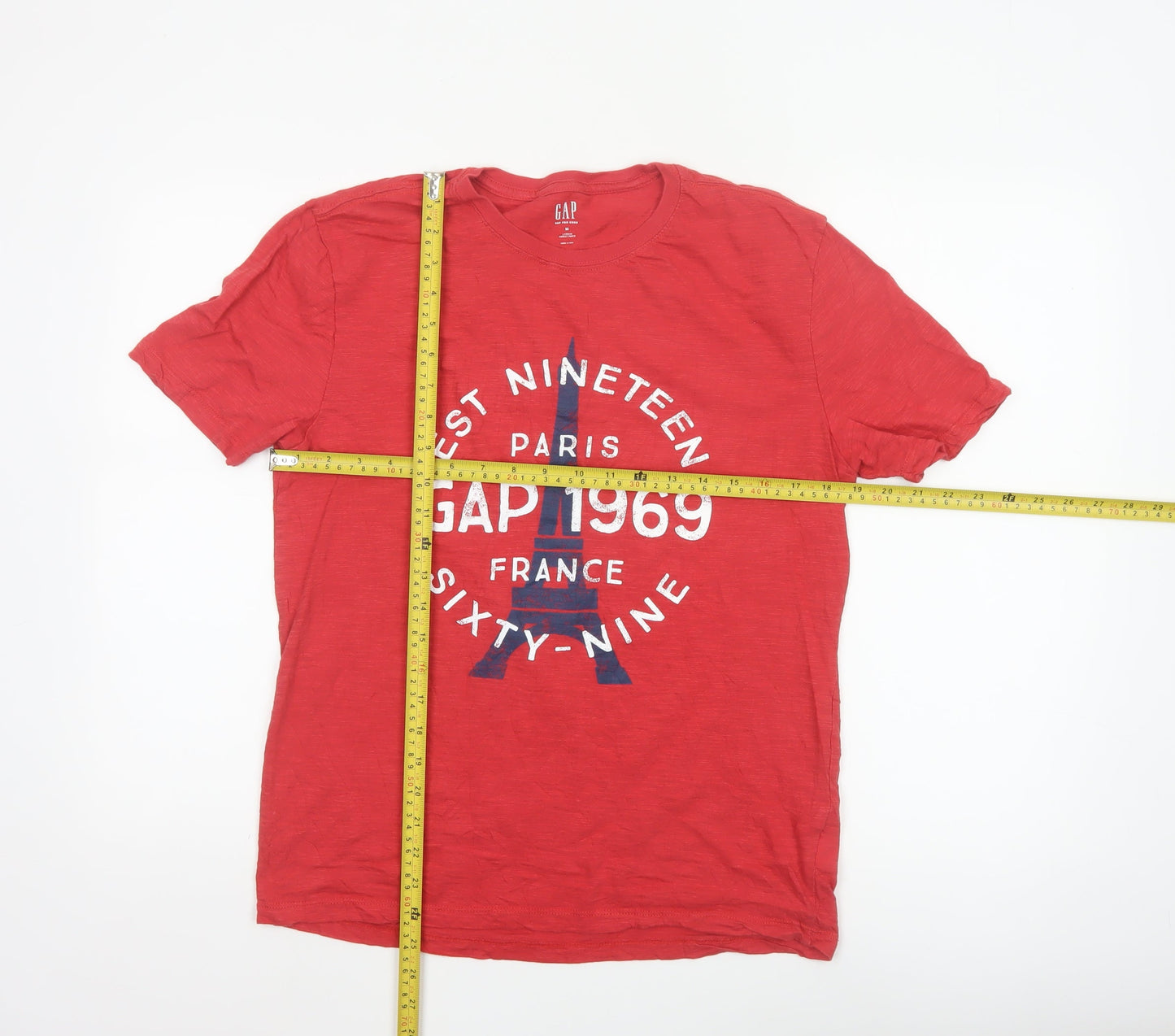 GAP Men Red Paris 1969 Graphic Print Cotton Short Sleeve T-Shirt M