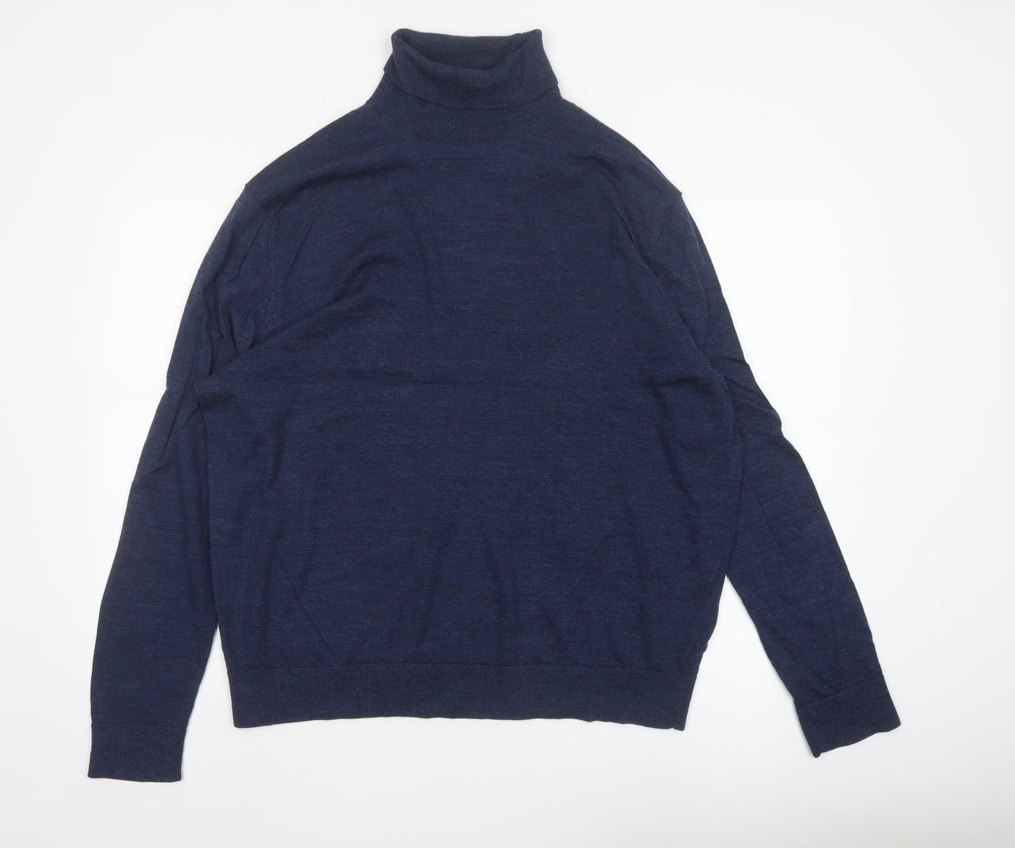 Linea Men’s Blue Roll Neck Merino Wool Jumper 2XL