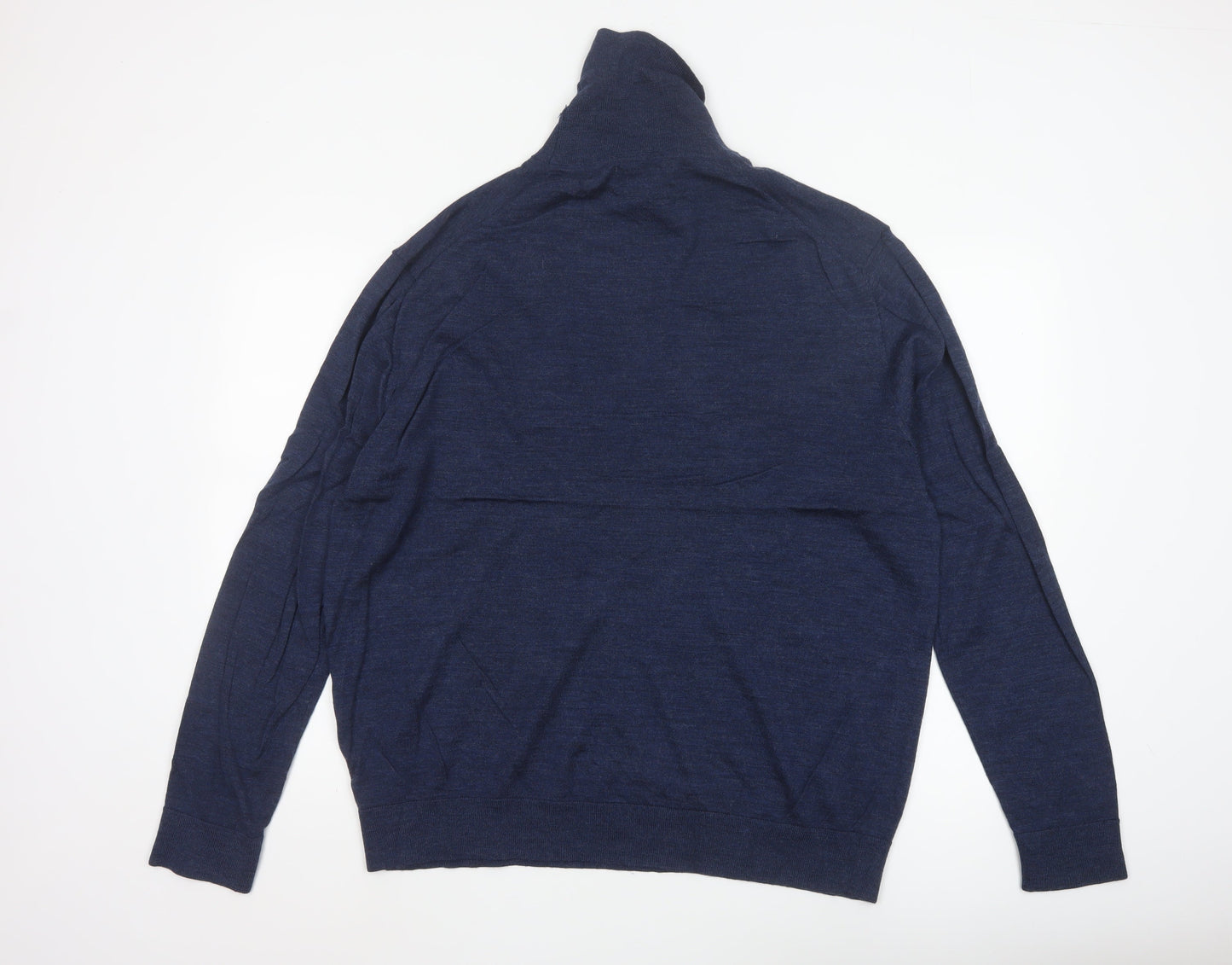 Linea Men’s Blue Roll Neck Merino Wool Jumper 2XL