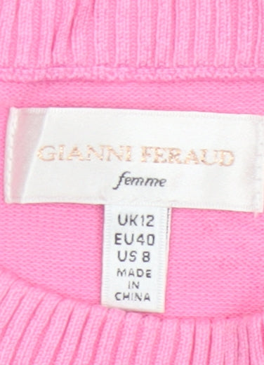 Gianni Feraud Women’s Pink Crew Neck Long Sleeve Pullover Jumper Size 12