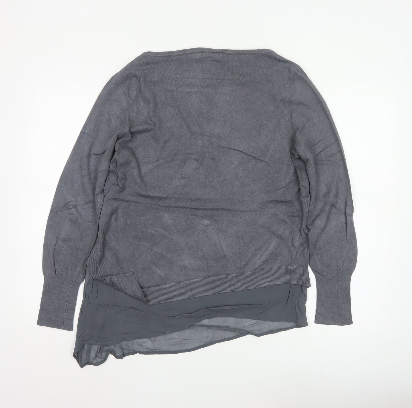Mint Velvet Women Grey Size 14 Asymmetric Hem Pullover Jumper