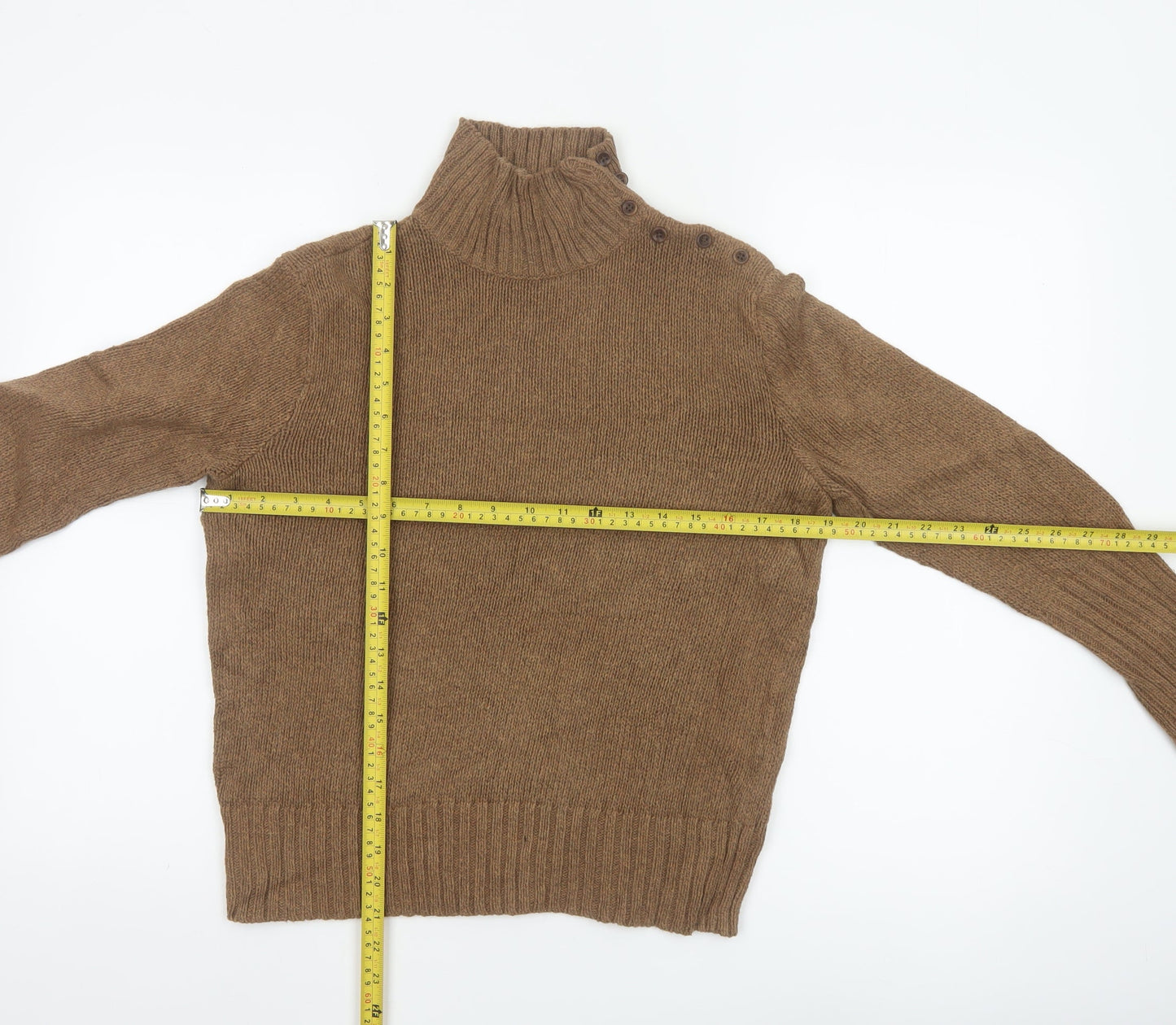 Ralph Lauren Women Brown Roll Neck Cotton Jumper L