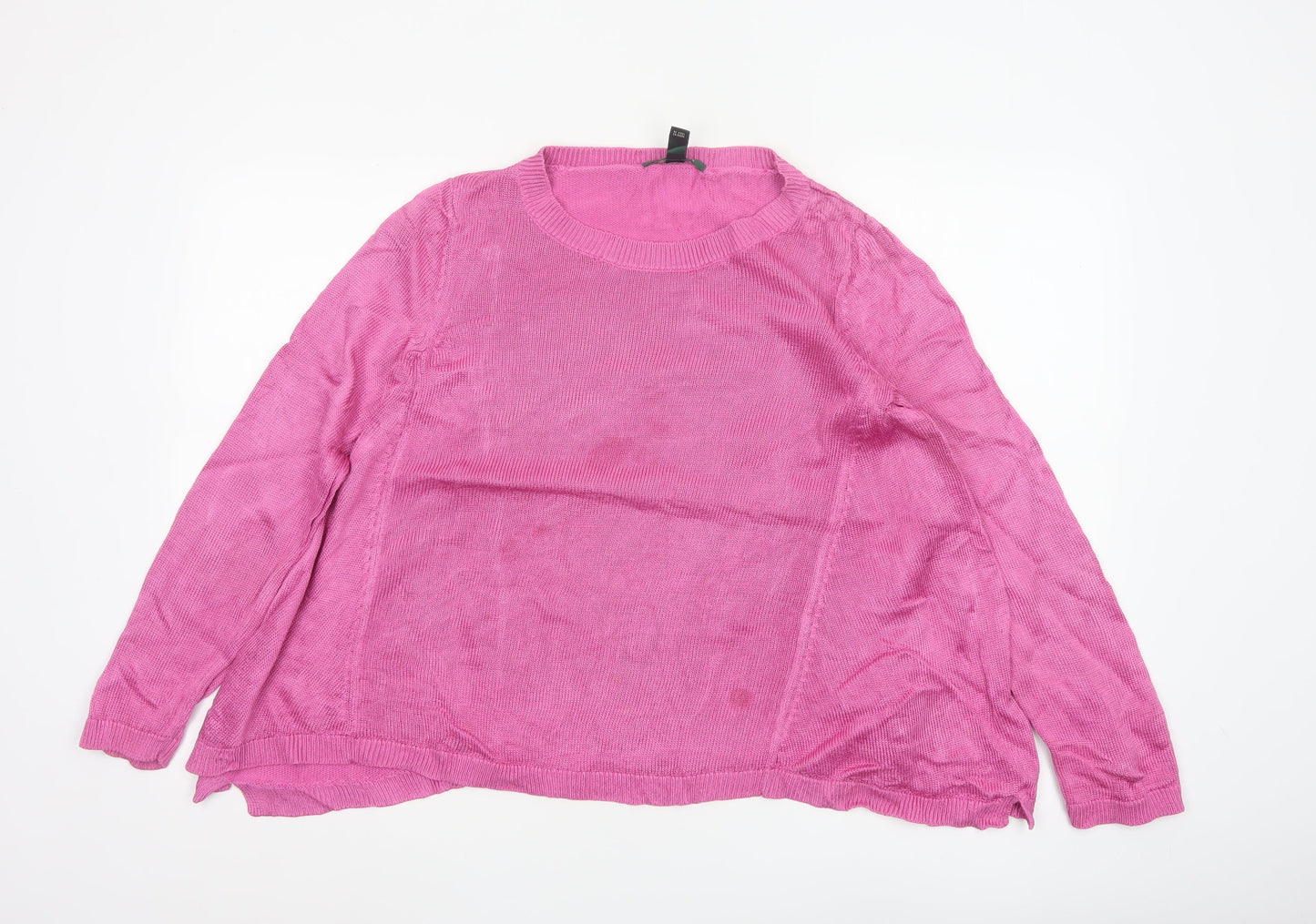 Ralph Lauren Women’s Pink Cotton Viscose Crew Neck Long Sleeve Jumper Size L