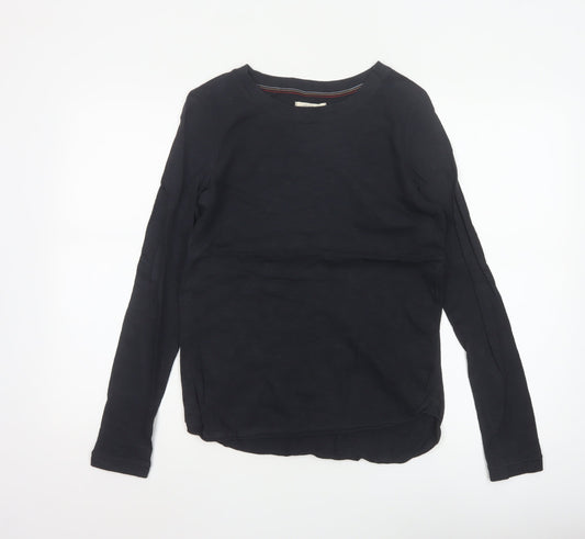 White Stuff Womens Black Long Sleeve Cotton Jersey Top UK 10