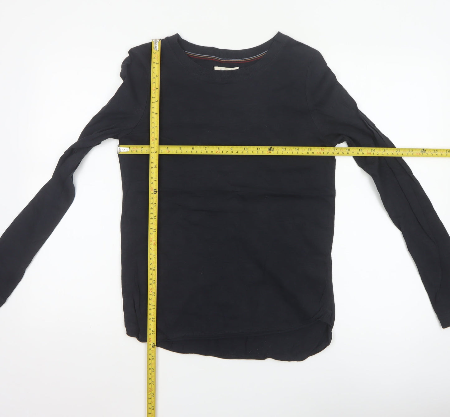 White Stuff Womens Black Long Sleeve Cotton Jersey Top UK 10