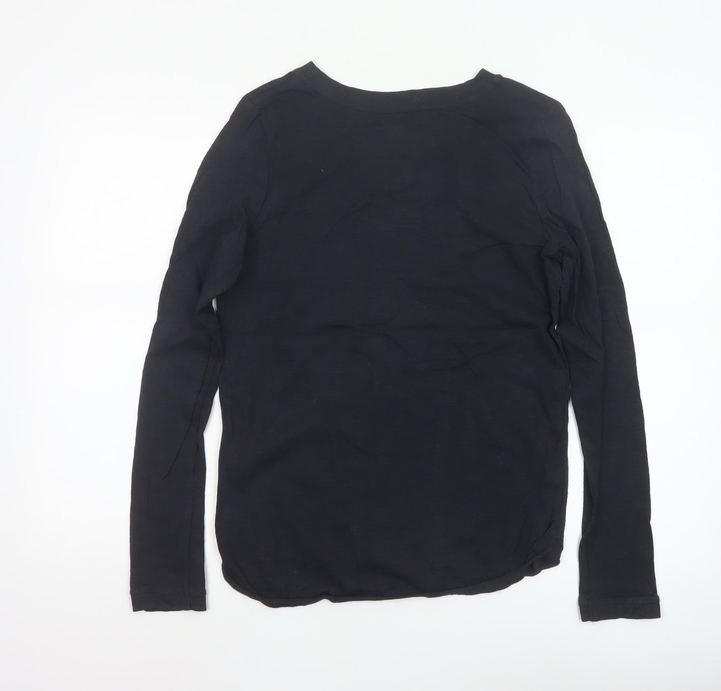 White Stuff Womens Black Long Sleeve Cotton Jersey Top UK 10