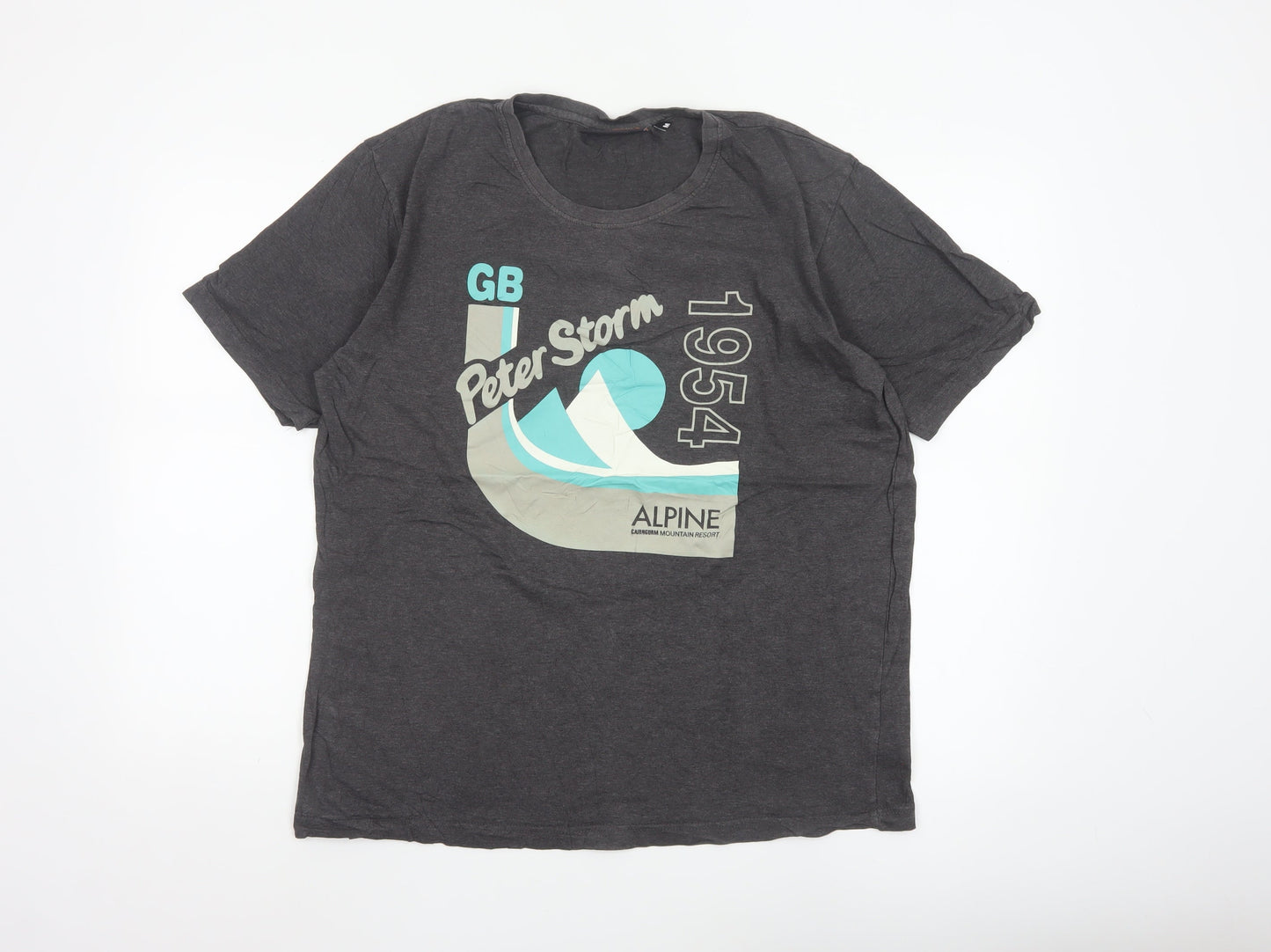 Peter Storm Men's Dark Grey Alpine Graphic Cotton T-Shirt M