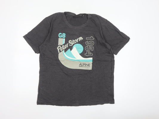 Peter Storm Men's Dark Grey Alpine Graphic Cotton T-Shirt M