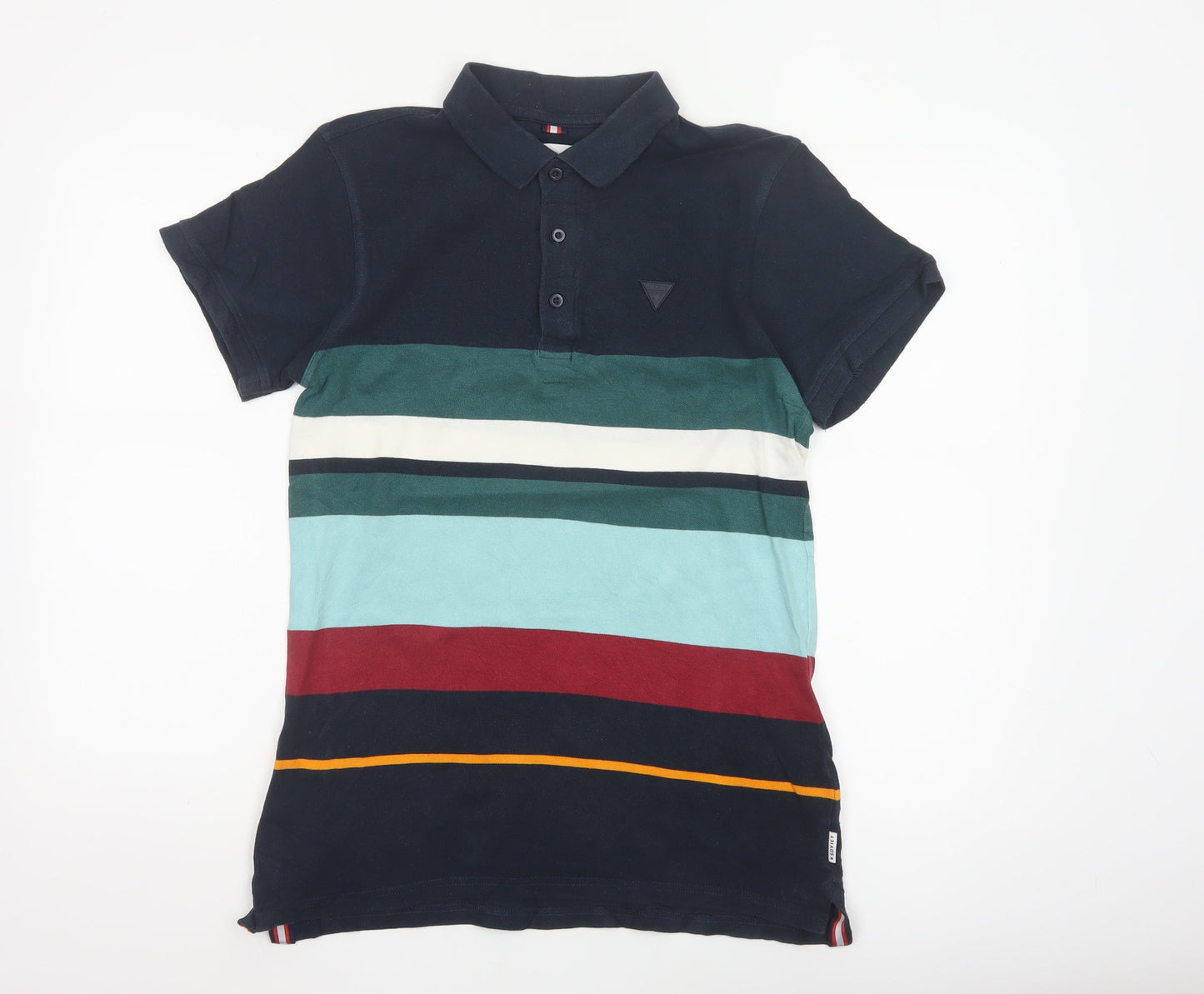 Soviet Men's Multicoloured Striped Cotton Polo Shirt Medium