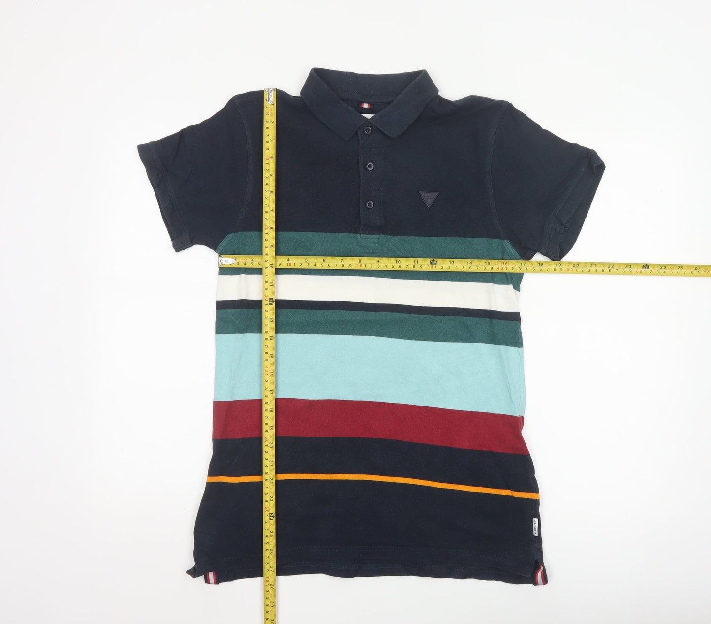 Soviet Men's Multicoloured Striped Cotton Polo Shirt Medium
