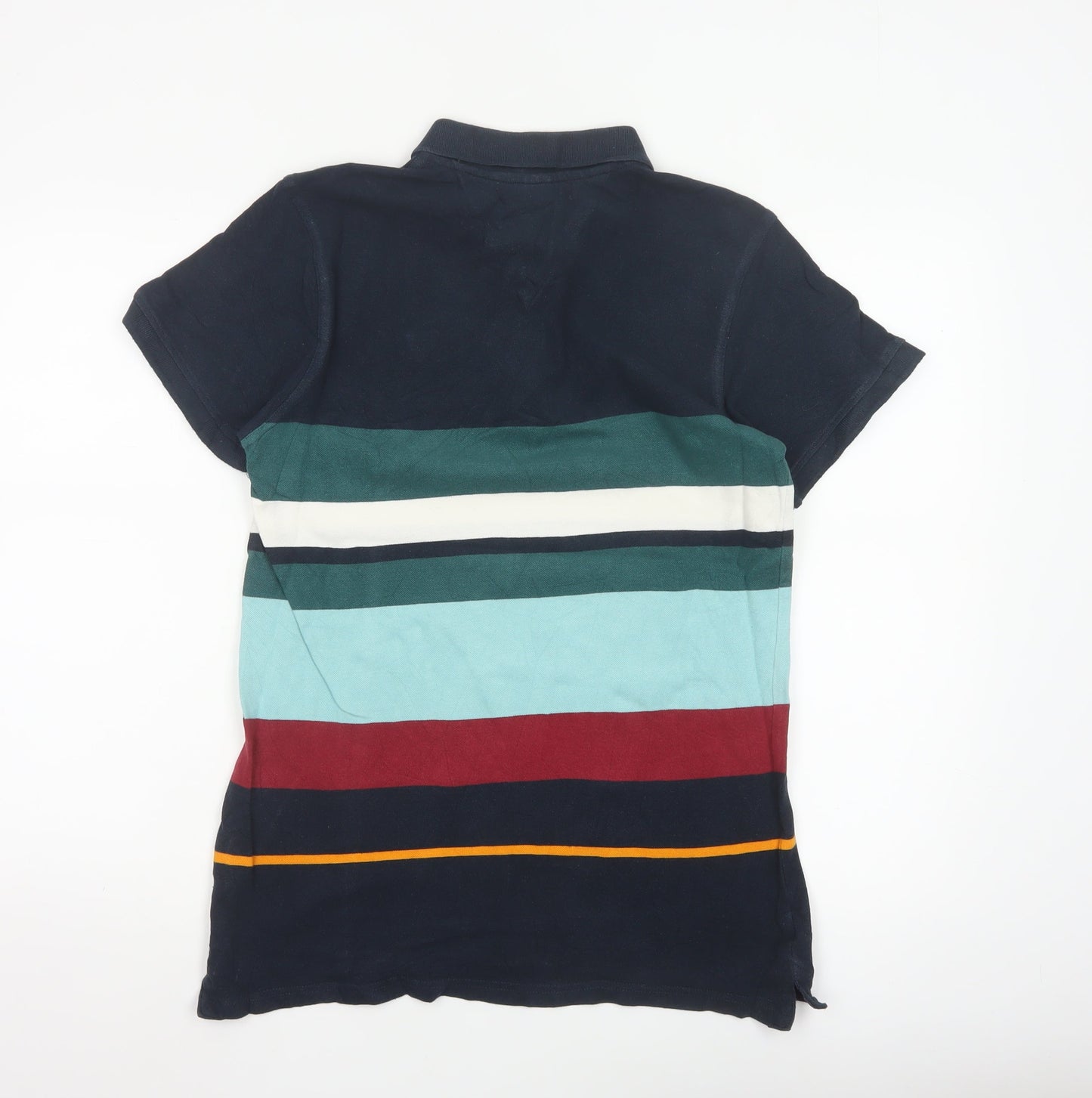 Soviet Men's Multicoloured Striped Cotton Polo Shirt Medium