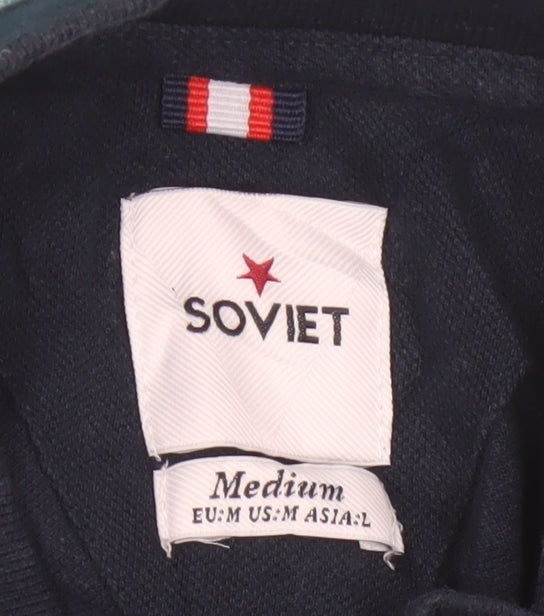 Soviet Men's Multicoloured Striped Cotton Polo Shirt Medium