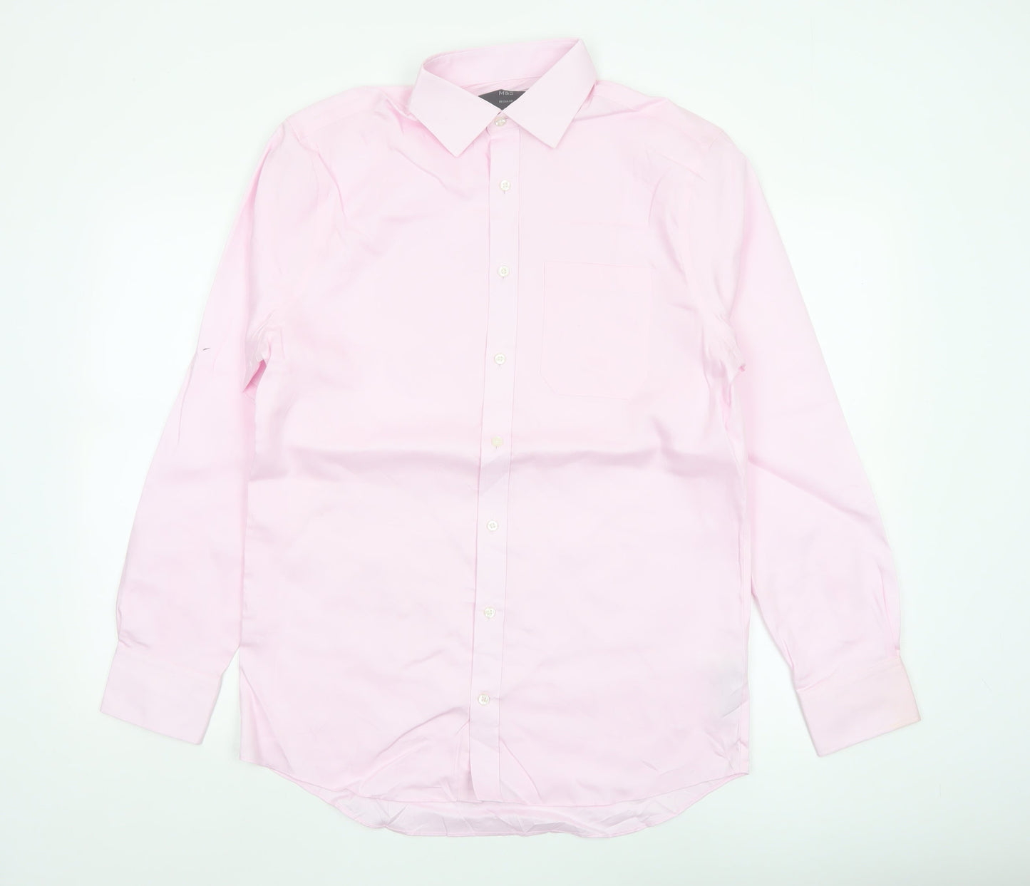 Marks and Spencer Mens Pink 15in Regular Fit Cotton Dress Shirt