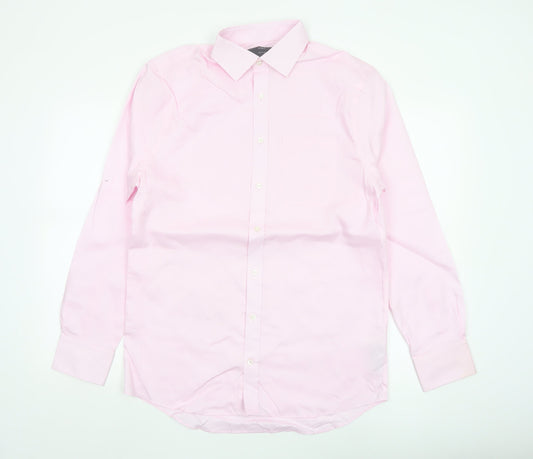 Marks and Spencer Mens Pink 15in Regular Fit Cotton Dress Shirt