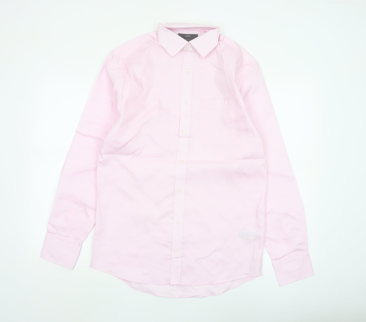 Marks and Spencer Men's Pink Regular Fit Non-Iron Cotton Dress Shirt 14.5in