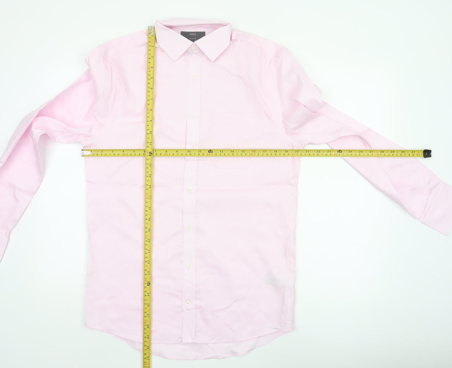 Marks and Spencer Men's Pink Regular Fit Non-Iron Cotton Dress Shirt 14.5in
